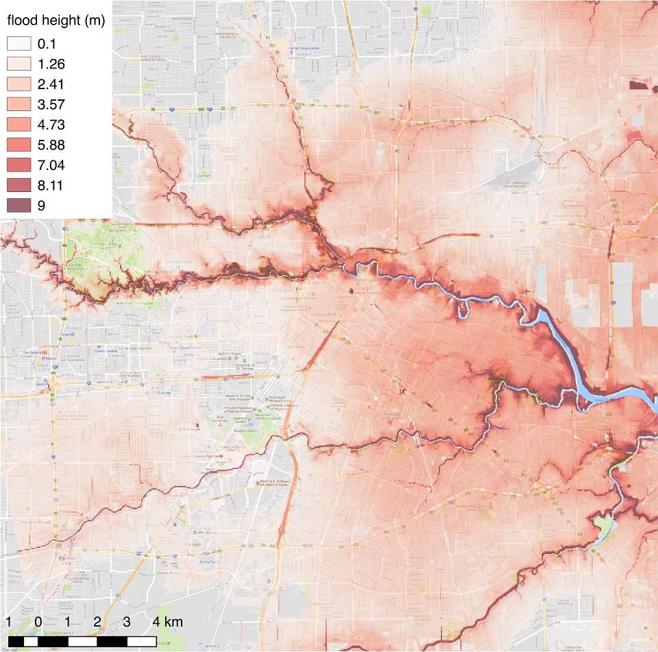 Map of post-Katrina flooding to give a sense of the risks connected to climate change.
